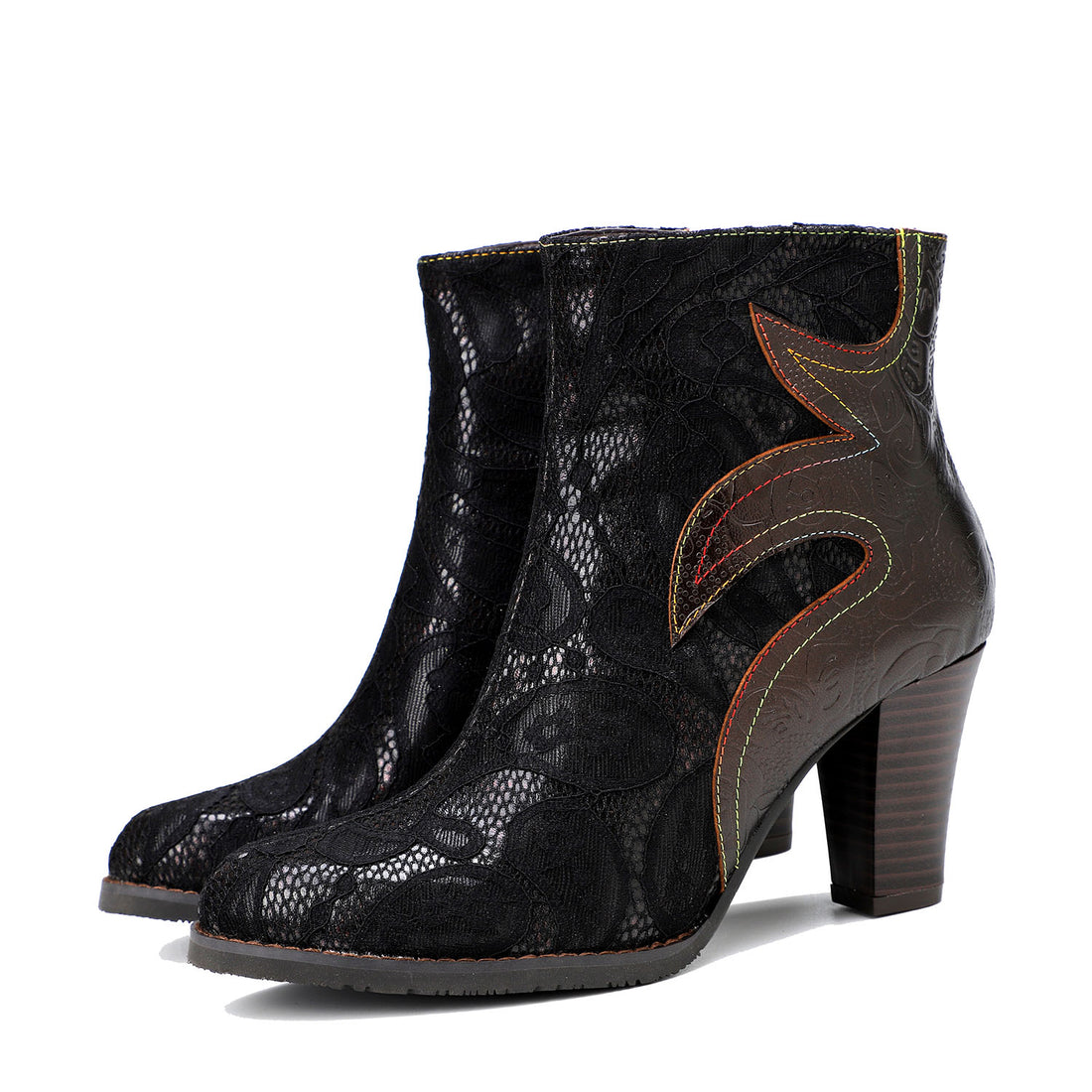 Botas de salto alto de couro macio de couro genuíno