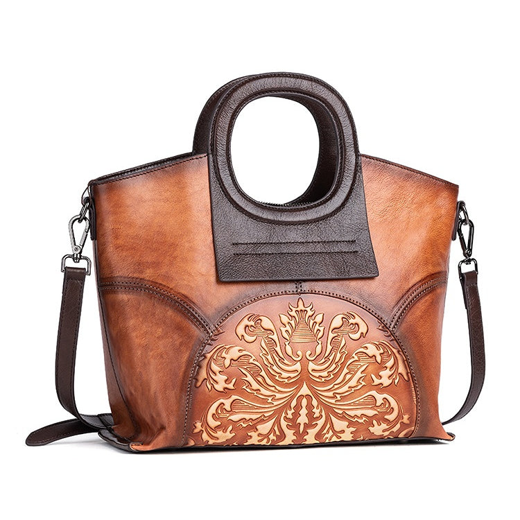 Vintage-Inspired Genuine Leather Crossbody Bag