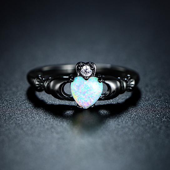 Fire Opal Heart Ring