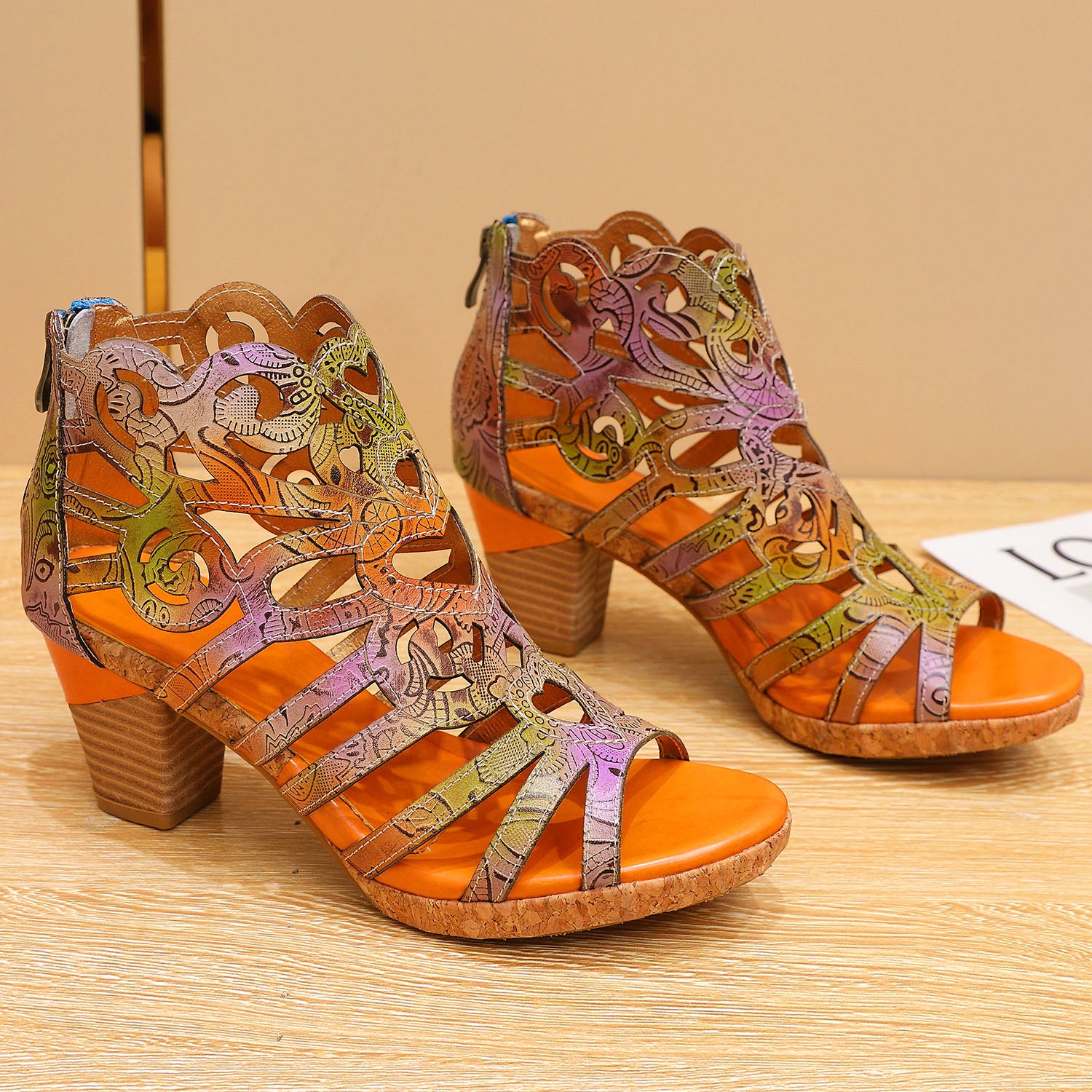 Bohemia Leather Snake Pattern Comfy Sandals