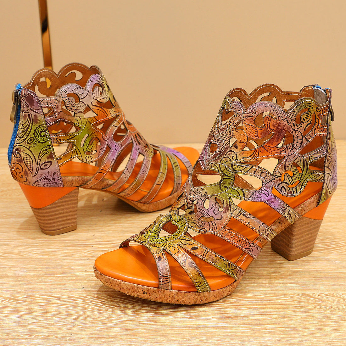 Bohemia Leather Snake Pattern Comfy Sandals