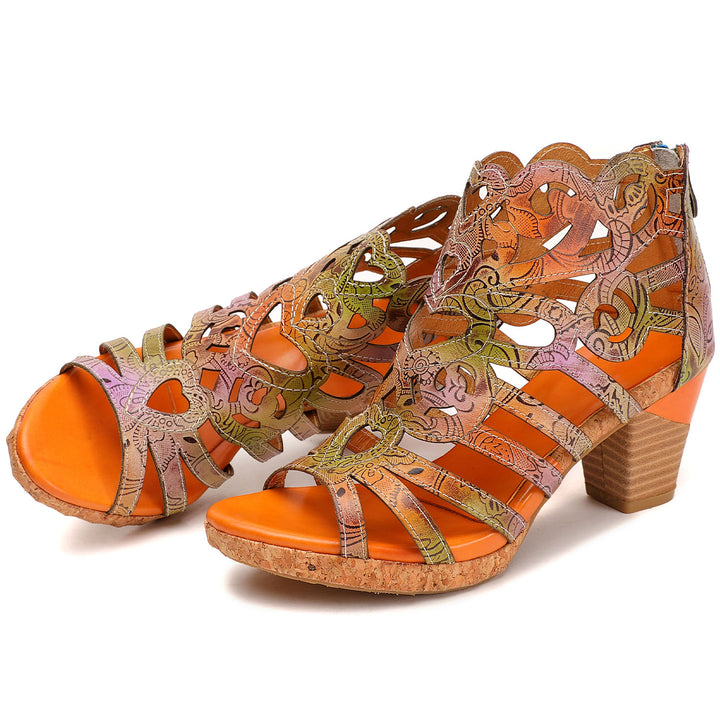 Bohemia Leather Snake Pattern Comfy Sandals