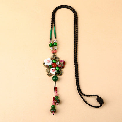 Ethnic Green Agate Charm Necklace