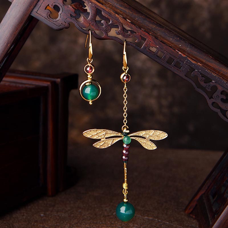 Vintage Dragonfly Agate Earrings