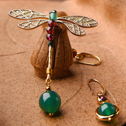 Vintage Dragonfly Agate Earrings