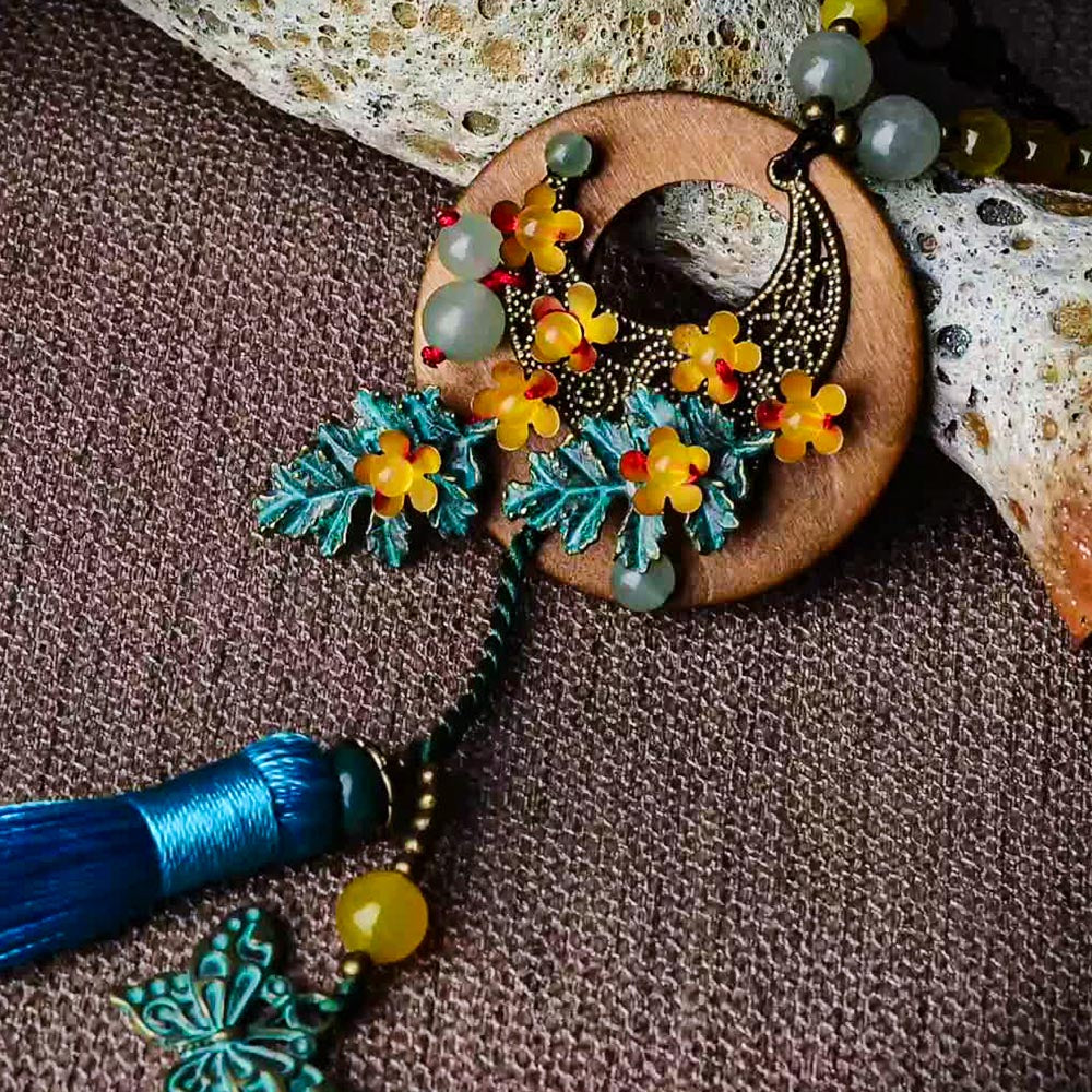 Ethnic Style Agate Tassel Necklace