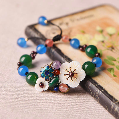 Bracelet à fleurs turquoise tissé