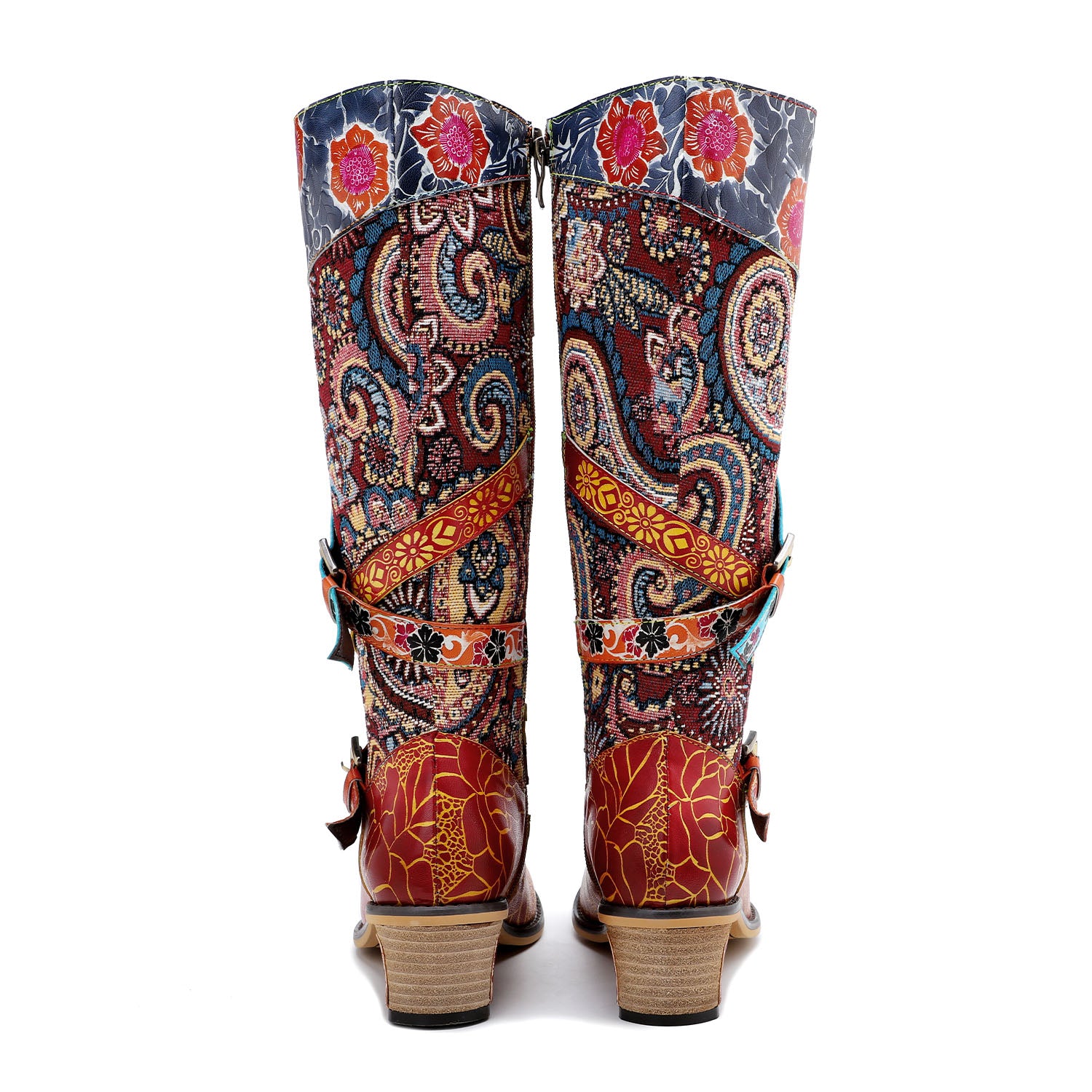 Retro Handmade Floral Embossed Boots