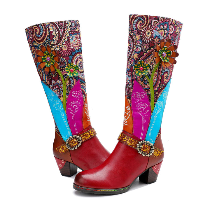 Vintage Handmade Floral Embossed Boots