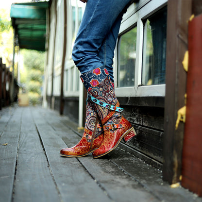 Botas florales hechas a mano retro