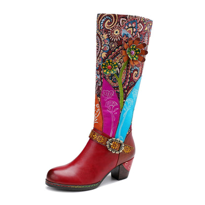 Vintage Handmade Floral Embossed Boots