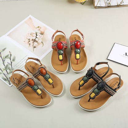 Bohemian Bead Woven Flat Sandals