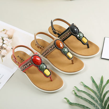 Bohemian Bead Woven Flat Sandals