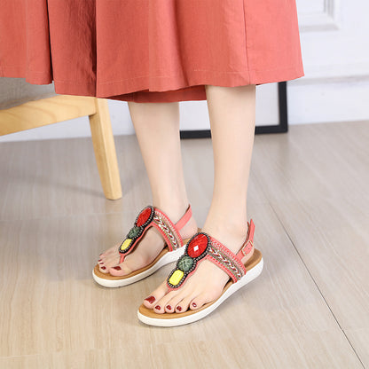 Bohemian Bead Woven Flat Sandals