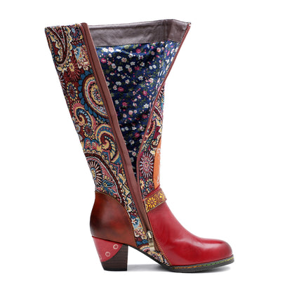 Vintage Handmade Floral Embossed Boots