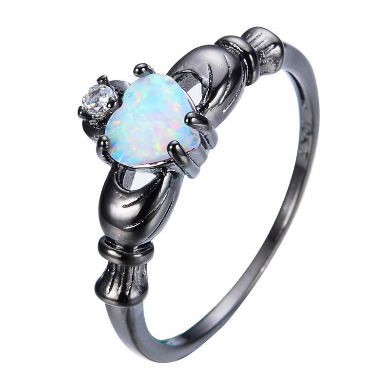 Feuer Opal Herzring