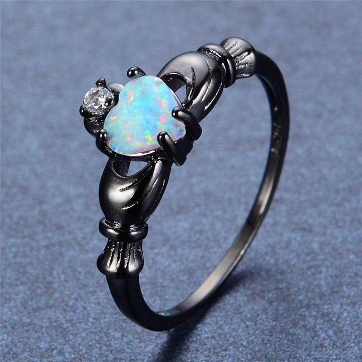 Fire Opal Heart Ring