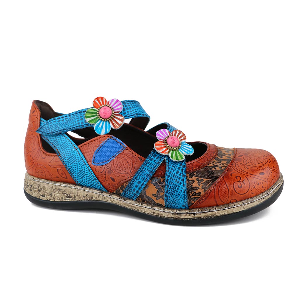 Vintage Genuine Leather Colorful Flat Shoes
