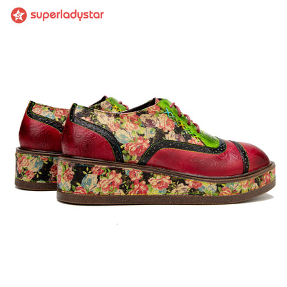 Vintage confortable Cousue décontractée chaussures oxfords florales