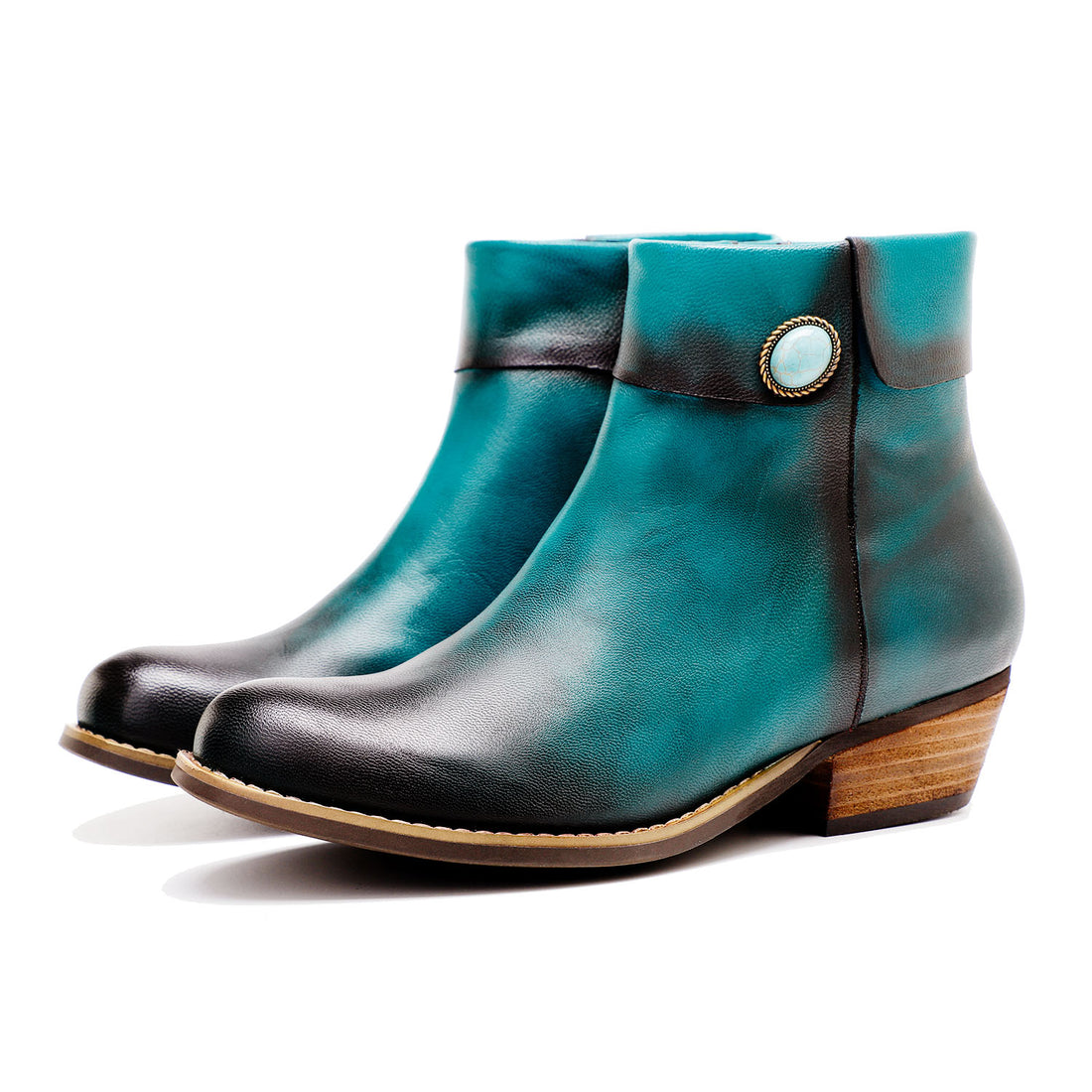 Round Toe Pure Color Low Heel Booties