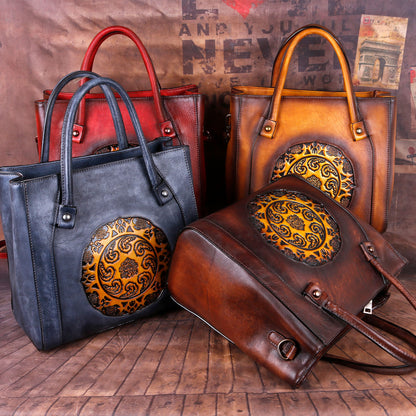 Retro handgegedettte Leder -Handtaschen -Messengertasche mit handgegenerem Leder