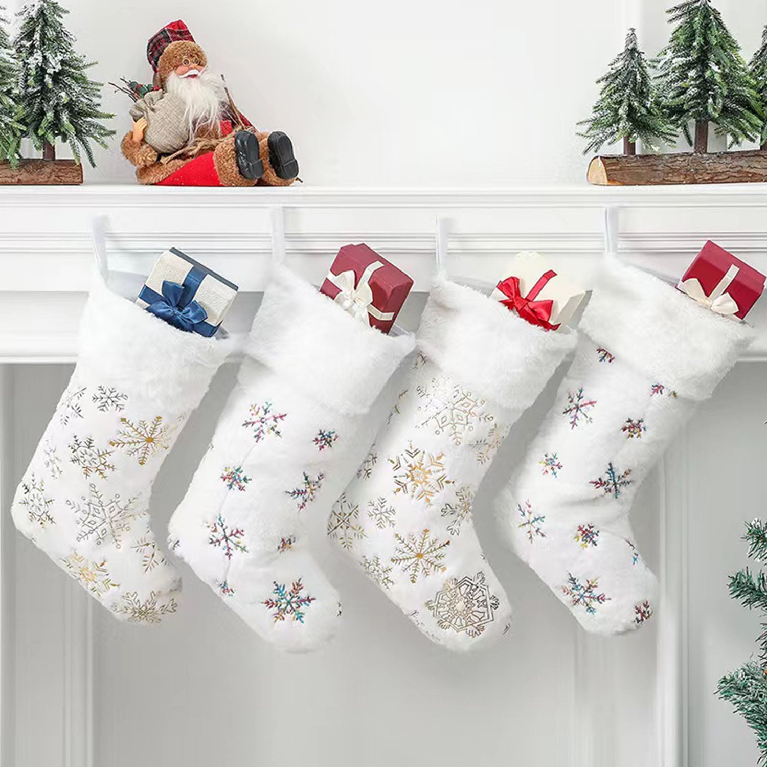 Festival de Noël décorations mignonnes chaussettes de flocon de neige