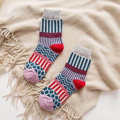 Retro Warm Vertical Stripes Socks