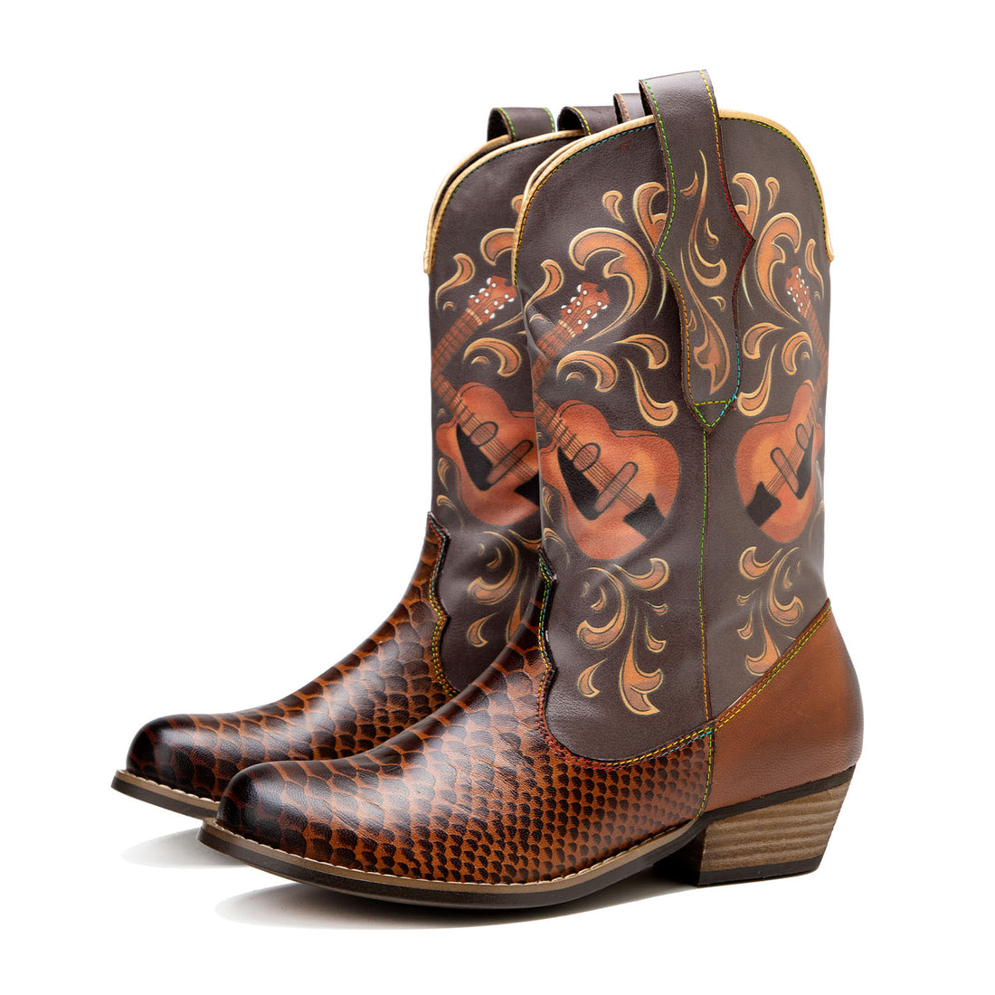 Bottes de cowboy de motif de poisson