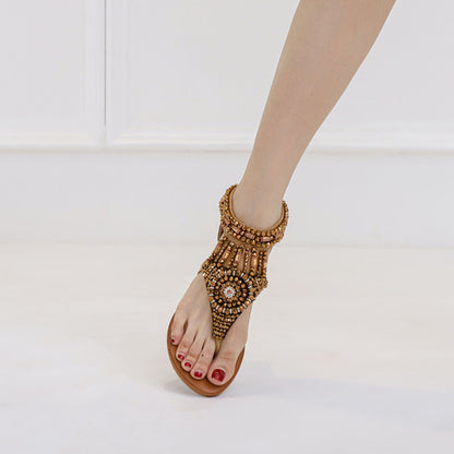 Bohemian Vacation Bead Flat Sandals