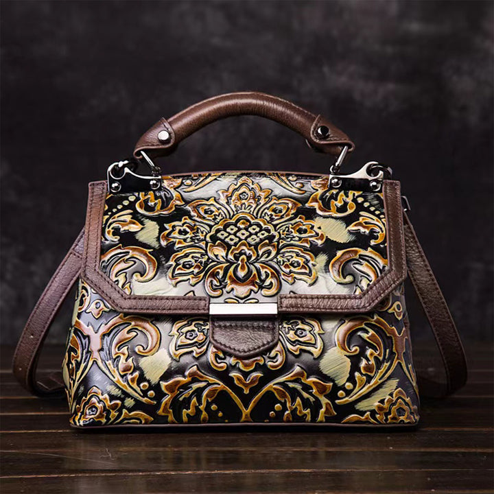 Vintage Handmade Leather Embossed Handbag