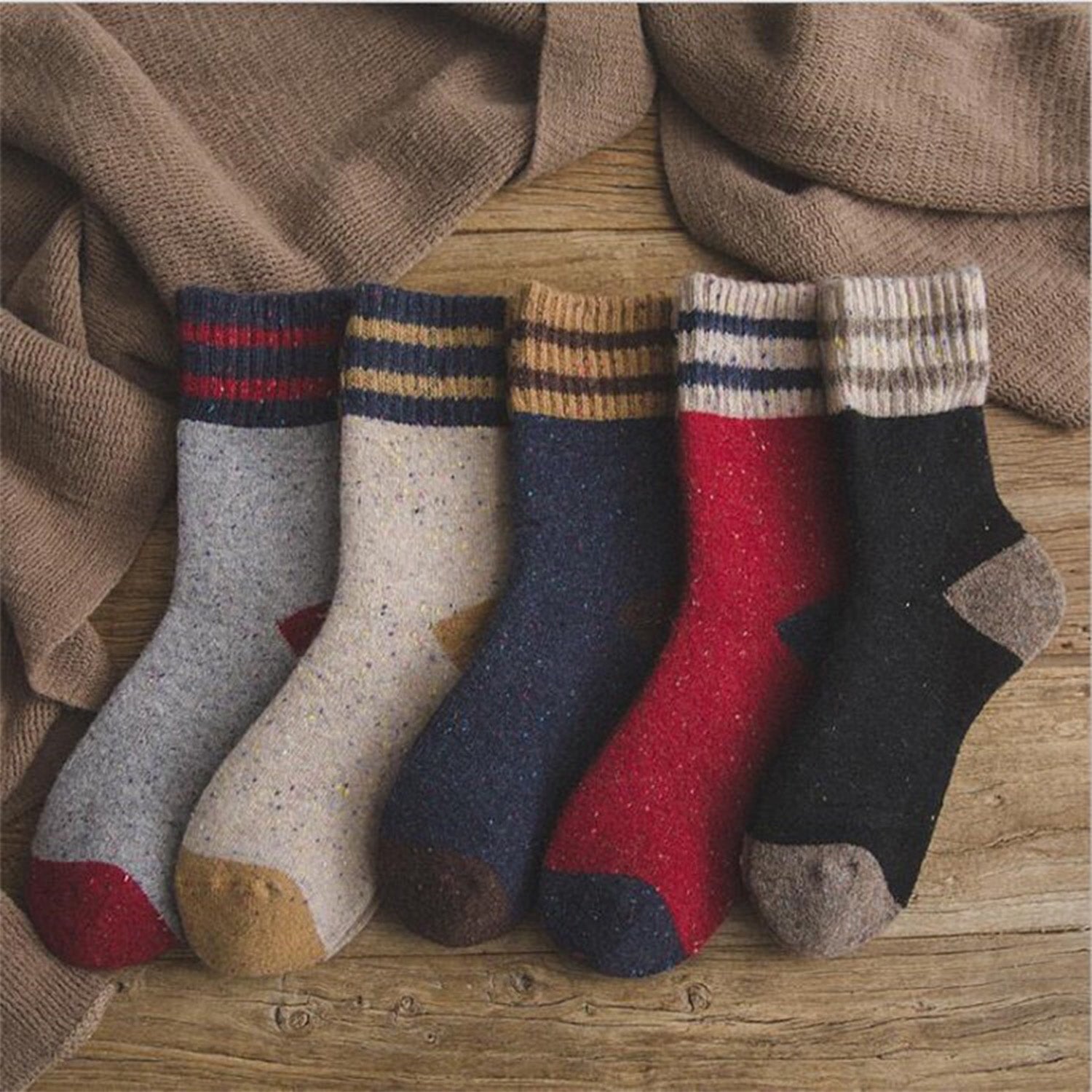 Chaussettes de couleurs épaisses chaudes d&