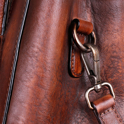 Vintage Casual Simple Leather Embossed Handbag