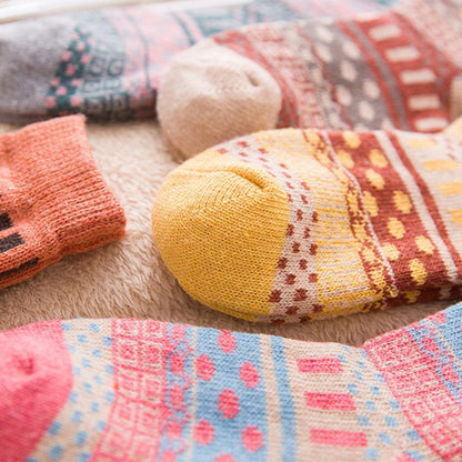 Thick Warm Wool Dot Ethnic Socks