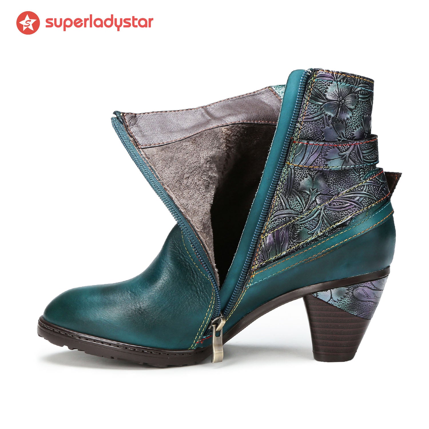 Handmade Floral Embossed Ankle Boots – superladystar