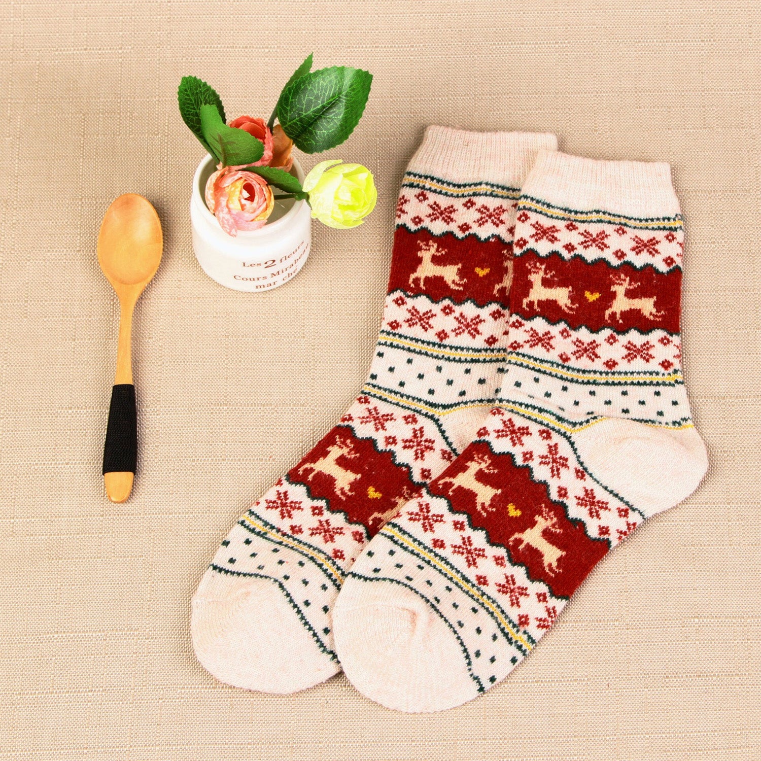 Wool Soft Christmas Deer Socks