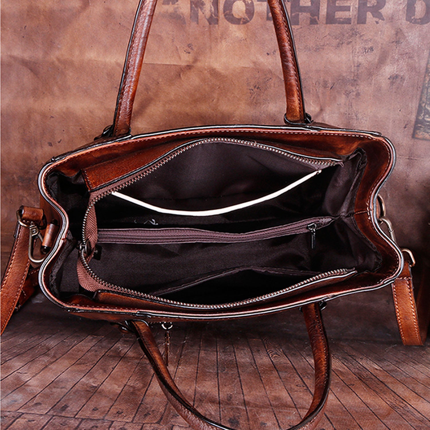 Retro Handmade Embossed Leather Handbag Messenger Bag