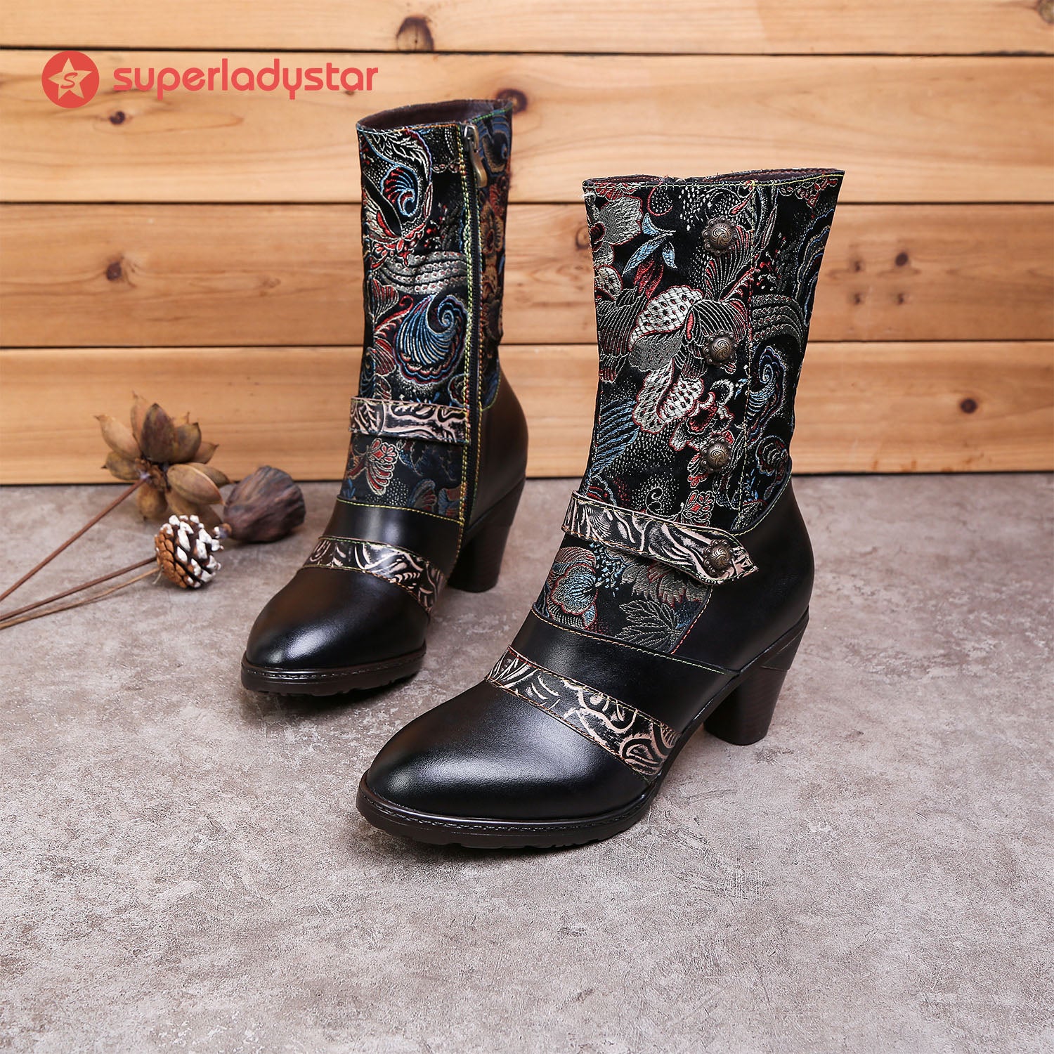 Bottes confortables en cuir en relief en relief