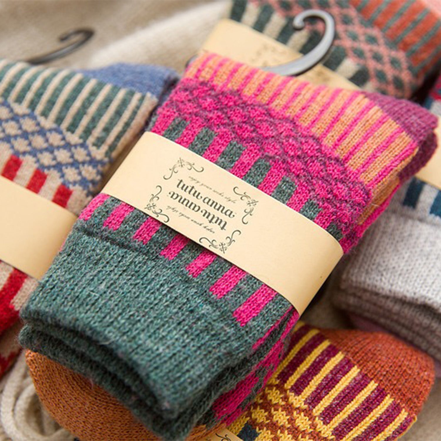Retro Warm Vertical Stripes Socks