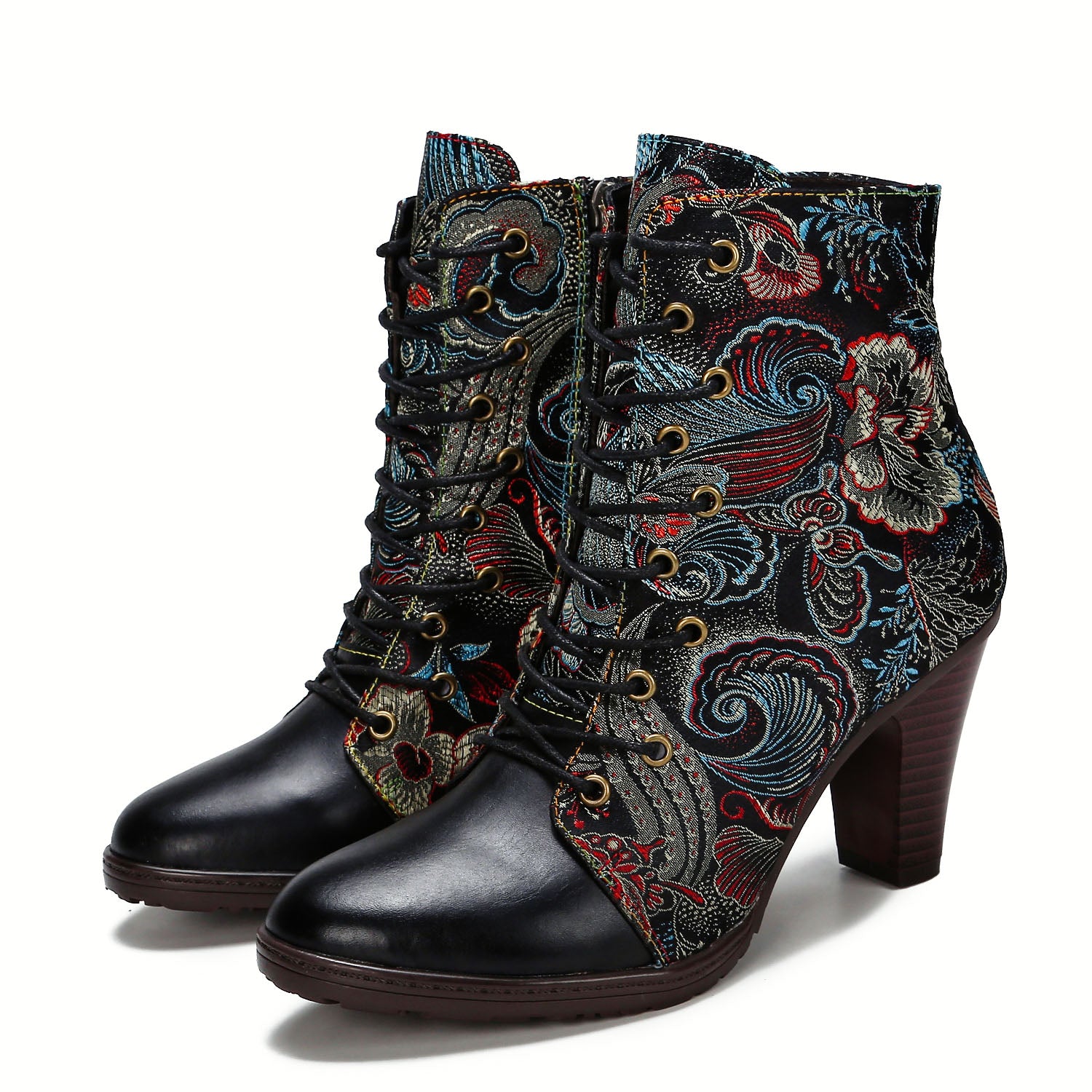 Genuine Leather Embroidered Comfy Boots