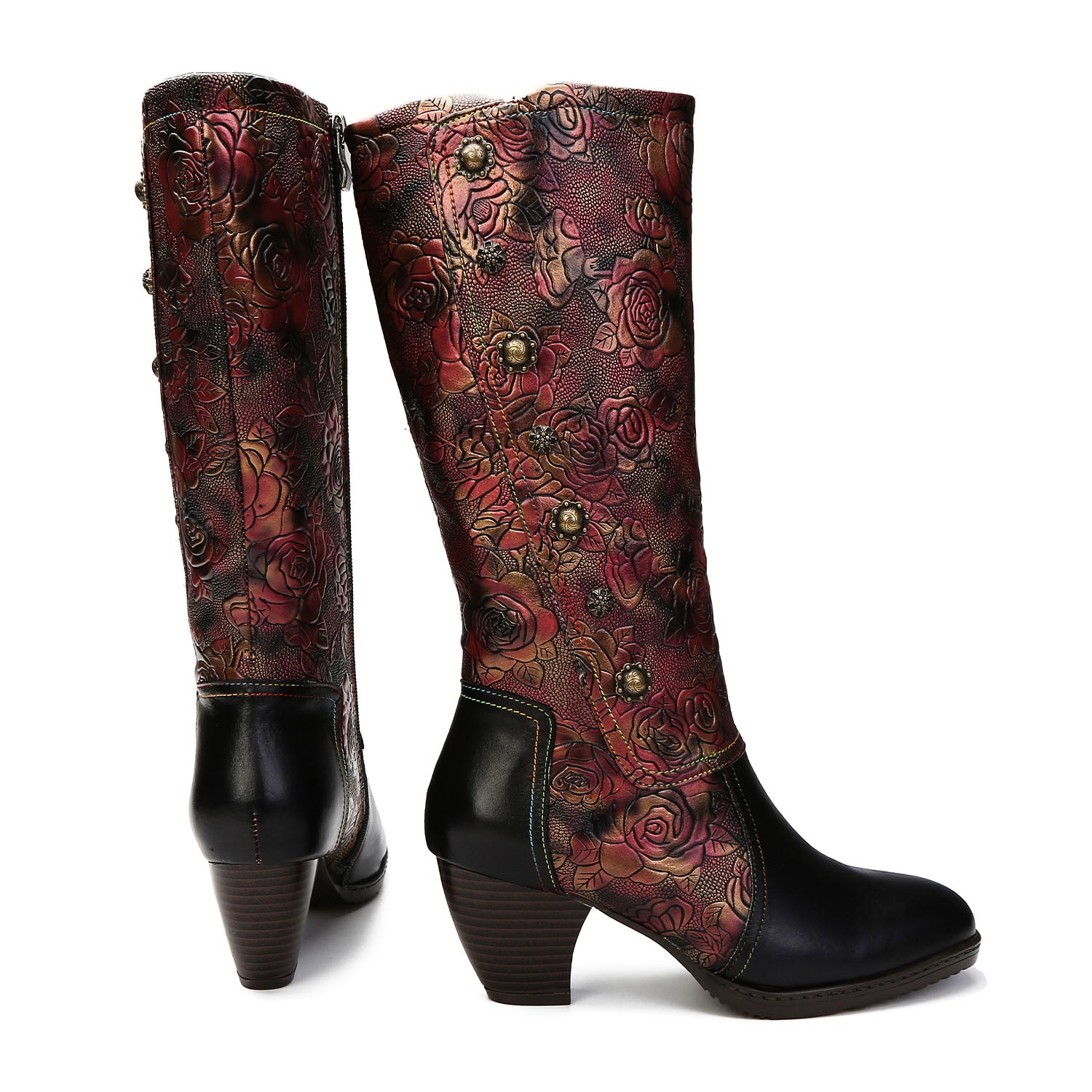 Botas feitas à mão estampadas retrô