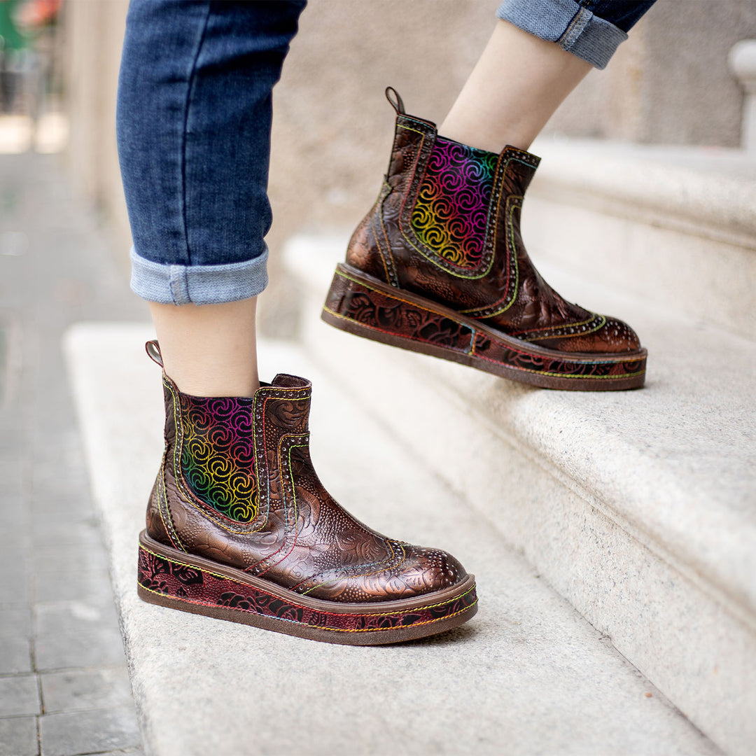 Retro Leather Comfy Casual Ankle Boots