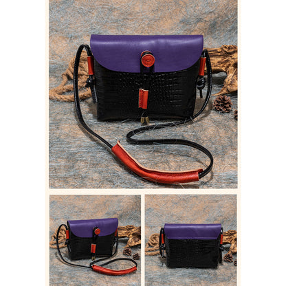 Retro Casual Leather Color Block Single Shoulder Bag