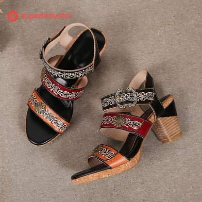 Sandalias de estilo creativo de cuero genuino vintage