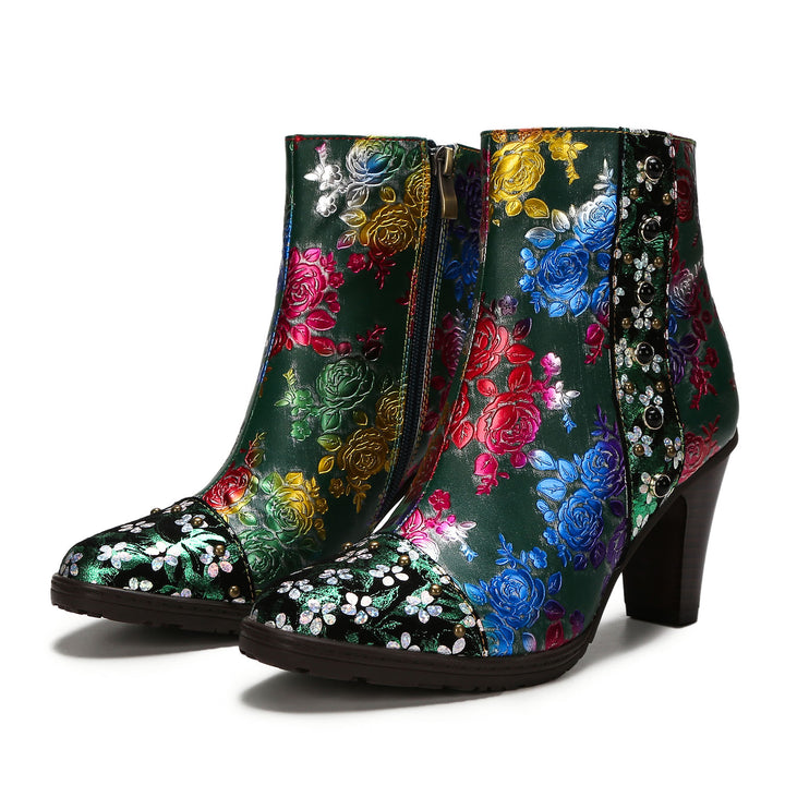 Retro Colorful Comfortable Beaded Ankle Boots