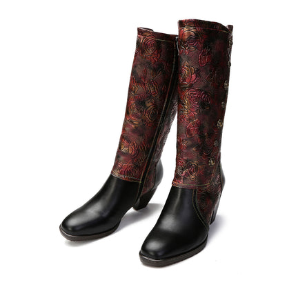 Botas feitas à mão estampadas retrô