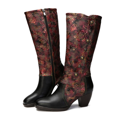 Botas feitas à mão estampadas retrô