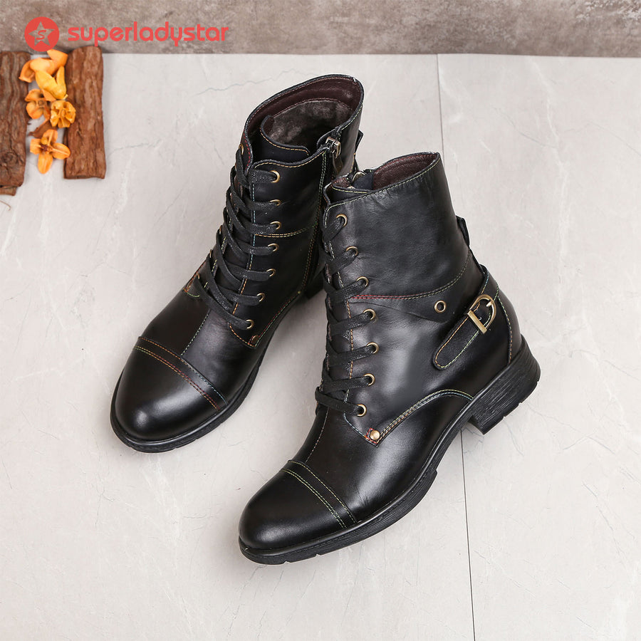 Comfortable Real Leather Ankle Boots – superladystar