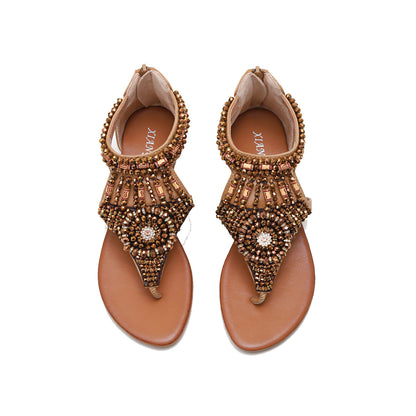 Bohemian Vacation Bead Flat Sandals