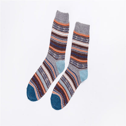Vintage Warm Thick Stripe Socks(5 Colors)