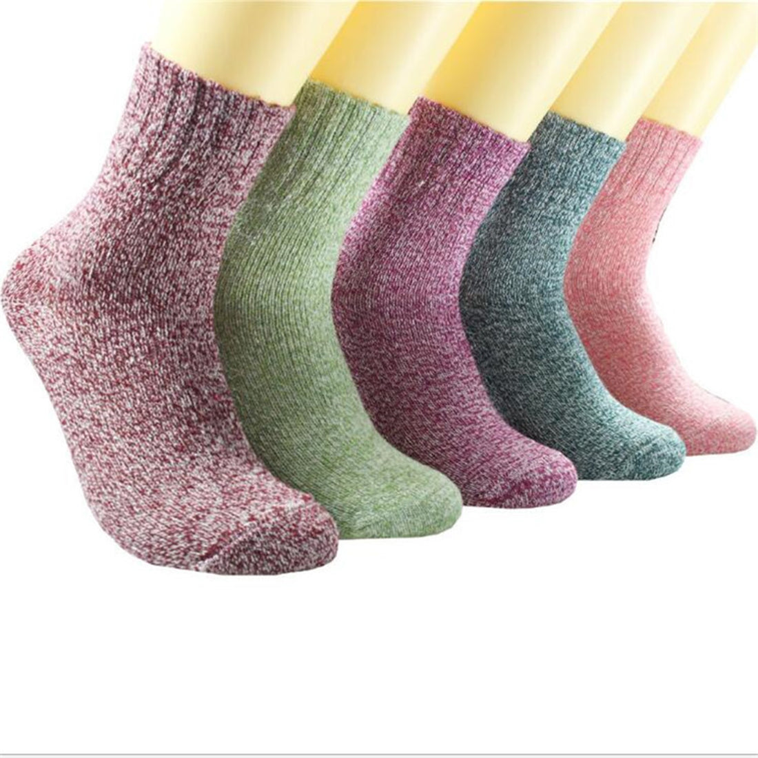 Chaussettes en laine chaudes épaisses de couleur pure